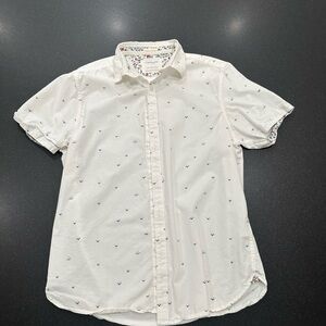 Denim & Flower White Short Sleeve Shirt with Pattern